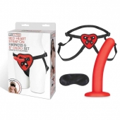 Красный поясной фаллоимитатор Red Heart Strap on Harness   5in Dildo Set - 12,25 см. - Lux Fetish - купить с доставкой в Иваново
