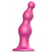 Розовая насадка Strap-On-Me Dildo Plug Beads size S - Strap-on-me - купить с доставкой в Иваново