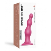 Розовая насадка Strap-On-Me Dildo Plug Beads size L - Strap-on-me - купить с доставкой в Иваново