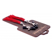 Металлические зажимы на соски с красными замшевыми кисточками - Crazy Handmade - купить с доставкой в Иваново