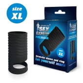 Черная открытая насадка на пенис с кольцом для мошонки XL-size - 8,9 см. - Sex Expert - в Иваново купить с доставкой