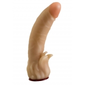 Телесная гелевая насадка-фаллос с клиторальными лепестками - 18,5 см. - LOVETOY (А-Полимер) - купить с доставкой в Иваново