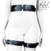 Черный кожаный пояс с гартерами - S-M - Notabu - купить с доставкой в Иваново