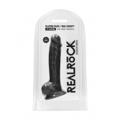 Черный фаллоимитатор Realistic Cock With Scrotum - 22,8 см. - Shots Media BV