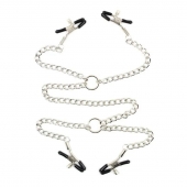 Серебристые зажимы для сосков и половых губ на тонкой цепочке - Notabu - купить с доставкой в Иваново