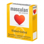Презервативы с колечками и пупырышками Masculan Ribbed+Dotted - 3 шт. - Masculan - купить с доставкой в Иваново