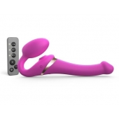 Ярко-розовый безремневой страпон Multi Orgasm Size S с клиторальной стимуляцией - Strap-on-me - купить с доставкой в Иваново