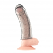 Текстурированная насадка на пенис Clear Textured Penis Enhancing Sleeve Extension - 16,5 см. - BlueLine - в Иваново купить с доставкой