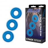 Комплект из трех голубых колец для эрекции 3-Pack Ultra-Stim Stretch Cock Rings - BlueLine - в Иваново купить с доставкой