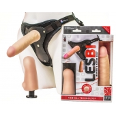 Телесный страпон Harness LESBI с вагинальной пробкой - 16,5 см. - LOVETOY (А-Полимер) - купить с доставкой в Иваново