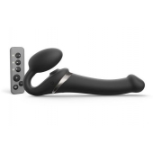 Черный безремневой страпон Multi Orgasm Size M с клиторальной стимуляцией - Strap-on-me - купить с доставкой в Иваново