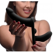 Черный вибрострапон Double Take 10X Double Penetration Vibrating Strap-on Harness - XR Brands - купить с доставкой в Иваново