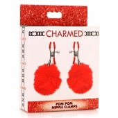 Красные зажимы на соски с помпонами Pom Pom - XR Brands - купить с доставкой в Иваново