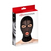 Черная сетчатая маска на голову с отверстиями для глаз и рта - Fetish Tentation - купить с доставкой в Иваново