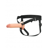 Телесный полый страпон на черных ремнях Hollow Silicone Strap-on - 17,8 см. - Pipedream - купить с доставкой в Иваново