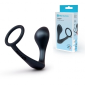 Черное эрекционное кольцо со стимулятором простаты Ringer Cock Ring   Plug - b-Vibe - в Иваново купить с доставкой