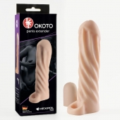 Телесная насадка-удлинитель Okoto со спиралевидным рельефом - 16 см. - Sitabella - в Иваново купить с доставкой