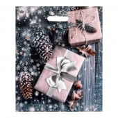 Новогодний пакет с принтом в виде подарков и вырубной ручкой (45х38 см) - Сима-Ленд - купить с доставкой в Иваново