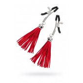 Зажимы на соски «Прищепки» с красными кисточками из замши - Pecado - купить с доставкой в Иваново