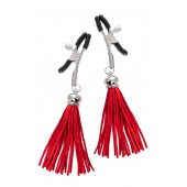 Зажимы на соски «Прищепки» с красными кисточками из замши - Pecado - купить с доставкой в Иваново