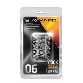 Прозрачная насадка с объёмными чёрточками STAY HARD COCK SLEEVE 06 CLEAR - Blush Novelties - в Иваново купить с доставкой