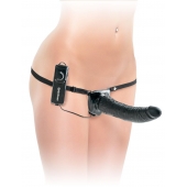 Черный страпон с вагинальной пробкой Deluxe Vibrating Penetrix Strap-On - 19 см. - Pipedream - купить с доставкой в Иваново