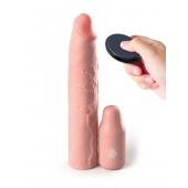 Телесная вибронасадка на член 3  Vibrating Mega X-tension with Remote - 22,9 см. - Pipedream - в Иваново купить с доставкой