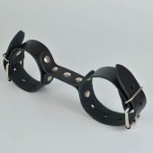 Черные кожаные наручники-фиксатор - Sitabella - купить с доставкой в Иваново