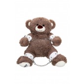 Бондажный набор: бурый мишка с белыми оковами и наручниками - Pecado - купить с доставкой в Иваново