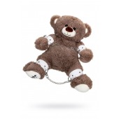 Бондажный набор: бурый мишка с белыми оковами и наручниками - Pecado - купить с доставкой в Иваново