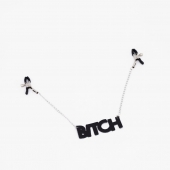 Зажимы на соски с кожаной подвеской Bitch - Crazy Handmade - купить с доставкой в Иваново