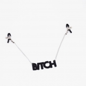 Зажимы на соски с кожаной подвеской Bitch - Crazy Handmade - купить с доставкой в Иваново