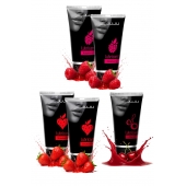 Набор из 5 съедобных лубрикантов JUJU (клубника х 2, малина х 2, вишня) - JuJu - купить с доставкой в Иваново