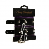 Черно-фиолетовые скругленные наручники с мягкой подкладкой - Crazy Handmade - купить с доставкой в Иваново Черно-фиолетовые скругленные наручники с мягкой подкладкой - Crazy Handmade - купить с доставкой в Иваново
