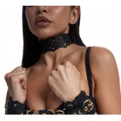 Черный ажурный чокер с золотистой фурнитурой - Crazy Handmade - купить с доставкой в Иваново