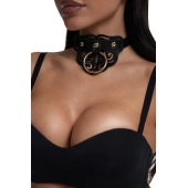 Черный чокер с клепками и золотистой фурнитурой - Crazy Handmade - купить с доставкой в Иваново Черный чокер с клепками и золотистой фурнитурой - Crazy Handmade - купить с доставкой в Иваново