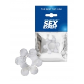 Прозрачное эрекционное кольцо с 6 стимулирующими шариками - Sex Expert - в Иваново купить с доставкой