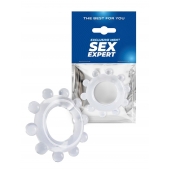 Прозрачное эрекционное кольцо со стимулирующими шариками - Sex Expert - в Иваново купить с доставкой