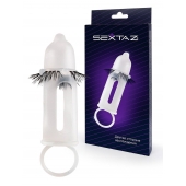 Эластичная насадка на пенис с подхватом мошонки и стимулирующими «ресничками» - Sextaz - в Иваново купить с доставкой