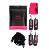 Черно-розовый эротический набор: фиксатор, оковы, наручники, повязка - Erokay - купить с доставкой в Иваново