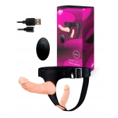 Женский страпон с 2 насадками, вибрацией и пультом ДУ - Erowoman-Eroman - купить с доставкой в Иваново