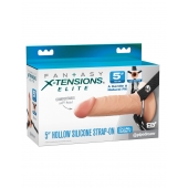 Телесный пустотелый фаллопротез 5’’ Hollow Silicone Strap-On - 14 см. - Pipedream - купить с доставкой в Иваново