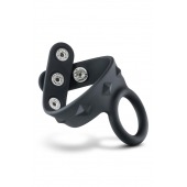 Черное эрекционное кольцо с подхватом мошонки на кнопках VS6 - Blush Novelties - в Иваново купить с доставкой