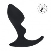 Черная анальная пробка для массажа простаты Double Ripple Silicone Prostate Massager - Shots Media BV - в Иваново купить с доставкой