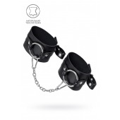 Черные оковы из толстой кожи с люверсами - Pecado - купить с доставкой в Иваново