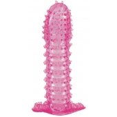 Гелевая розовая насадка с шипами - 12 см. - Toyfa Basic - в Иваново купить с доставкой