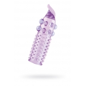 Гелевая фиолетовая насадка с шариками, шипами и усиком - 11 см. - Toyfa Basic - в Иваново купить с доставкой