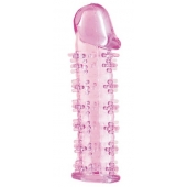 Гелевая розовая насадка на фаллос с шипами - 12 см. - Toyfa Basic - в Иваново купить с доставкой