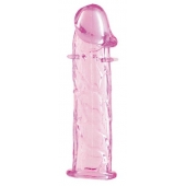 Гладкая розовая насадка с усиками под головкой - 12,5 см. - Toyfa Basic - в Иваново купить с доставкой