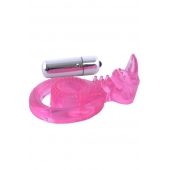 Розовая вибронасадка со стимулятор клитора   Язычок - Toyfa Basic - в Иваново купить с доставкой